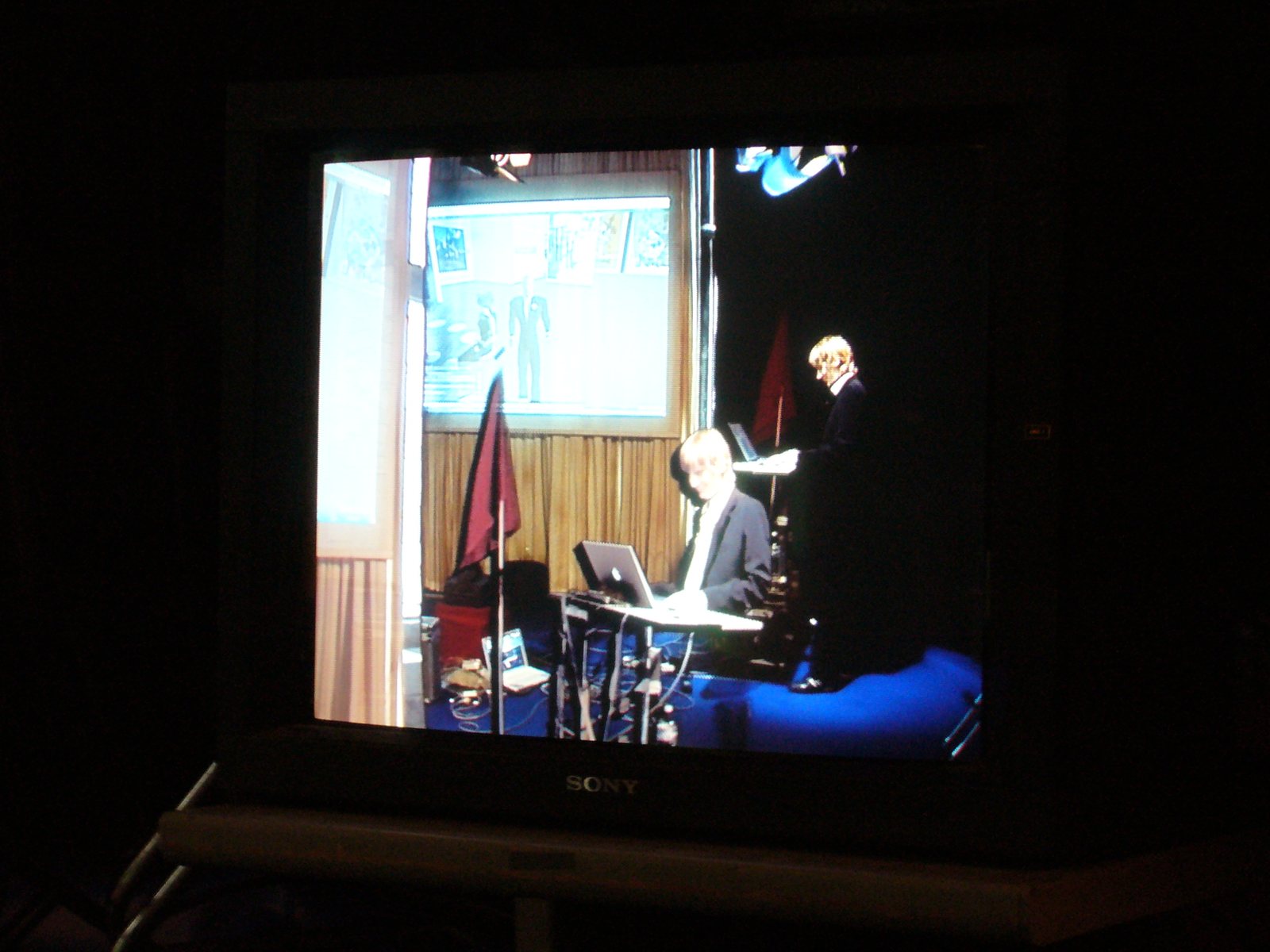 Framed view of the Second Life projection with the presenter