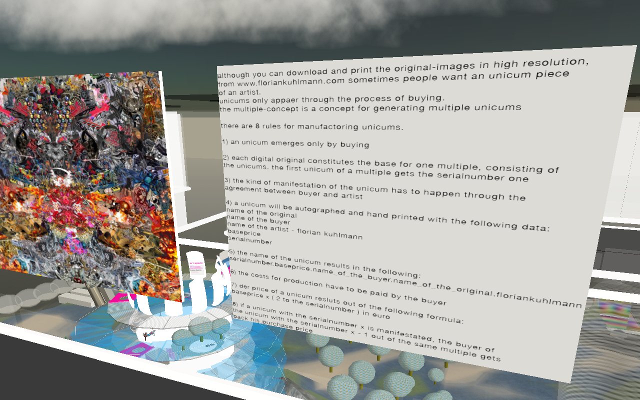 The rules of the multiple shown in-world as a wall text beside the works